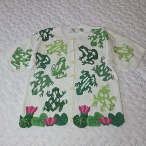 Vintage “Design Options by Philip & Jane Gordon” frog cardigan